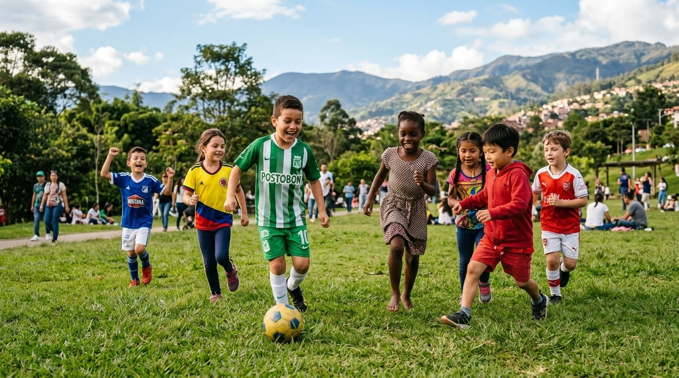 Niños jugando futbol